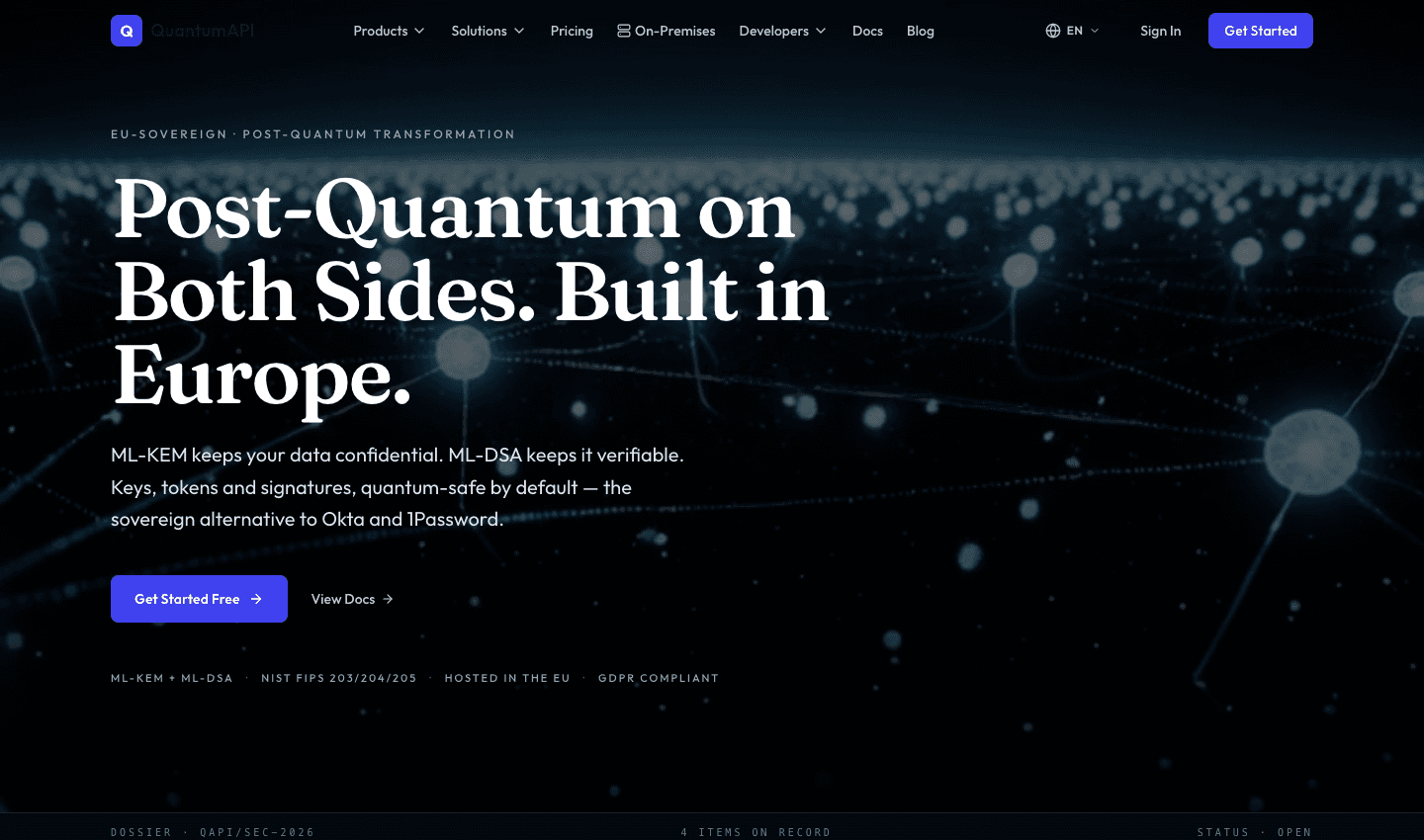 QuantumAPI: Post-quantum on both sides, built in Europe